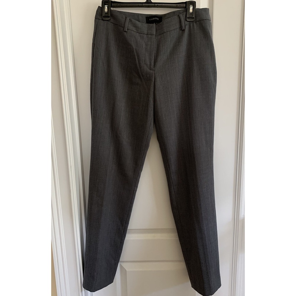 Talbots Women's Signature Knit Dress Pants Sz 4 Straight Leg Lined Black Texture